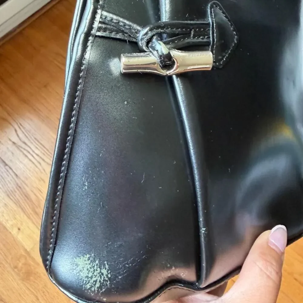 Longchamp Black Leather Crossbody Shoulder Bag